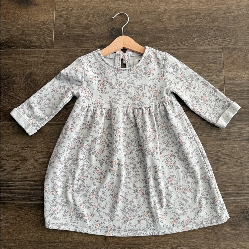 OLD NAVY Kids Light Blue Floral Sweatshirt Dress Size 5T
